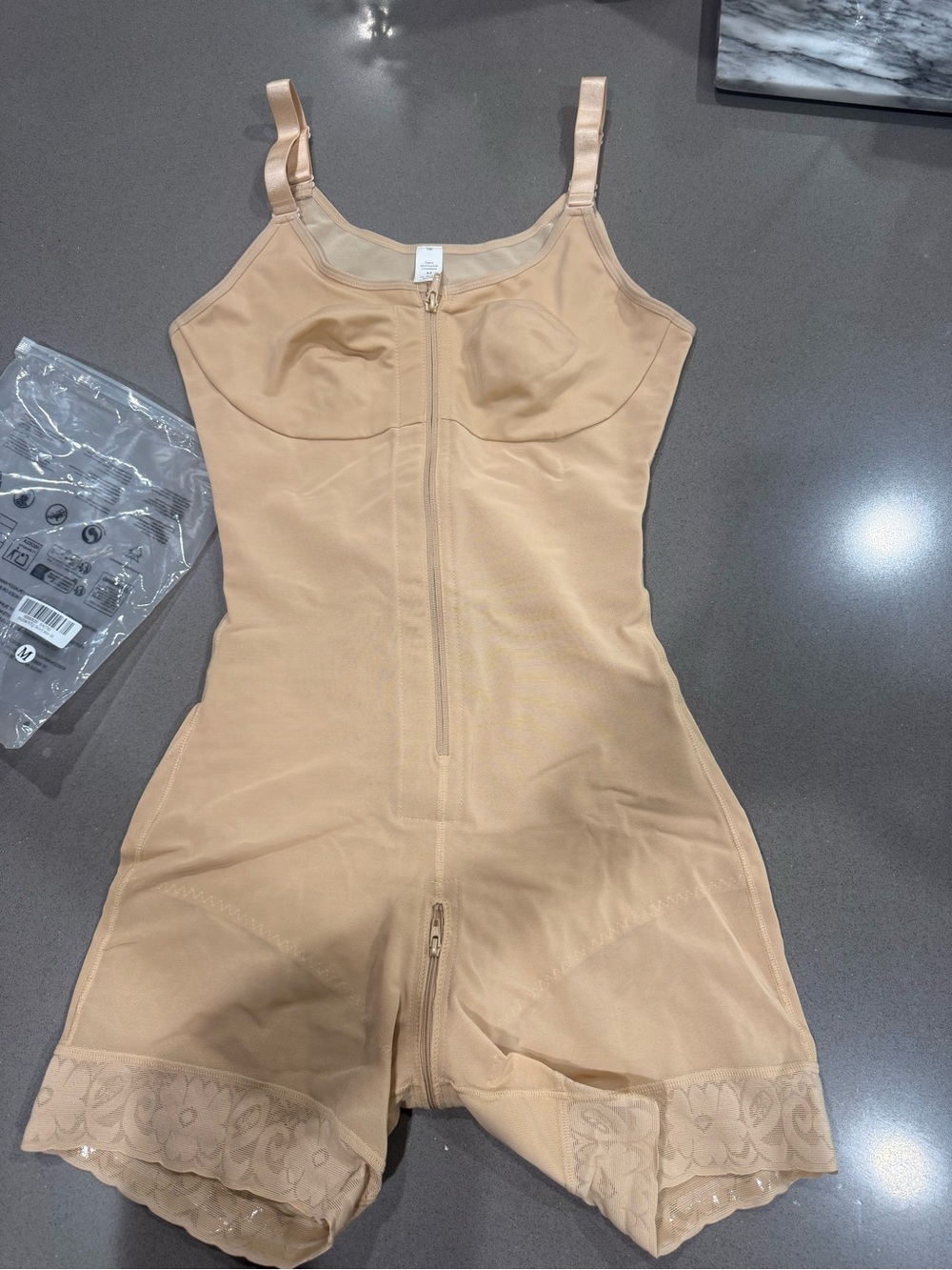 Nude Shapewear Bodysuit with Front Zipper